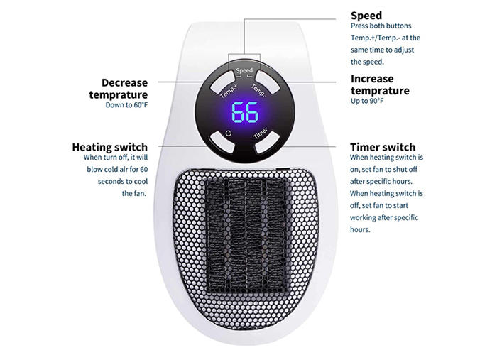 Portable Space Heater With Digital Display Compact Ceramic Heater For Quick Room Warmth Fall 2025