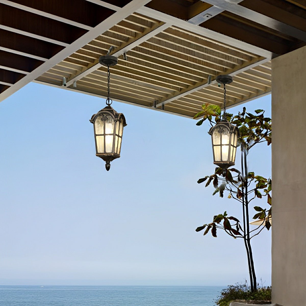 Ancient Rome Rustic Cross Waterproof Outdoor LED Lantern Pendant Lights