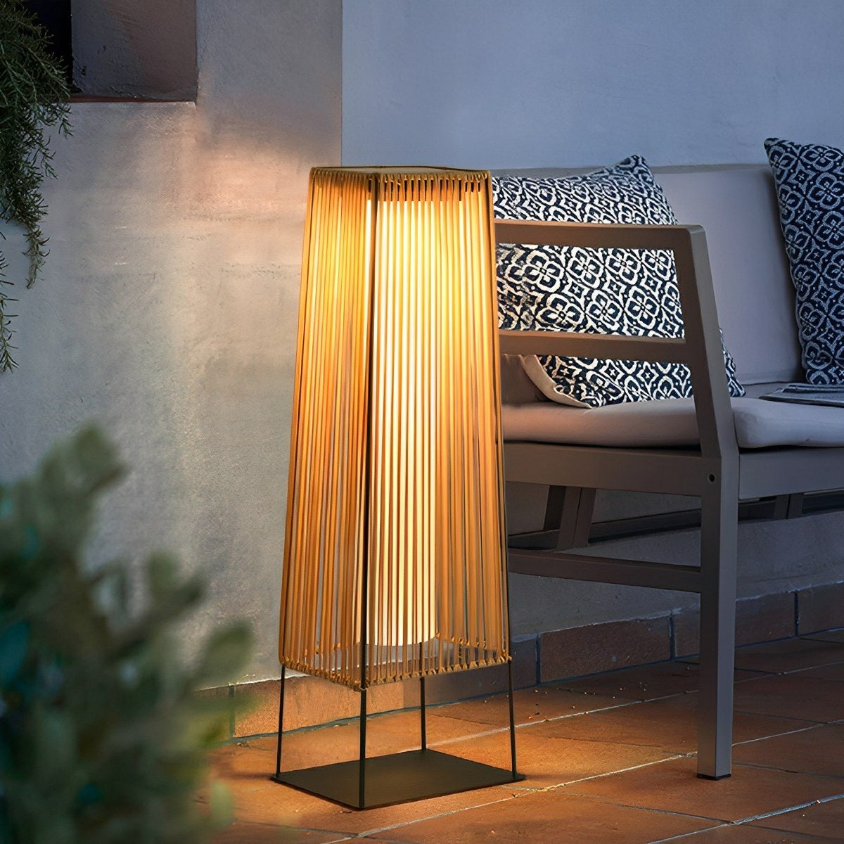 Artisanal Modern Solar Waterproof Rattan LED Outdoor Floor Lamp Lantern - Flare Shack