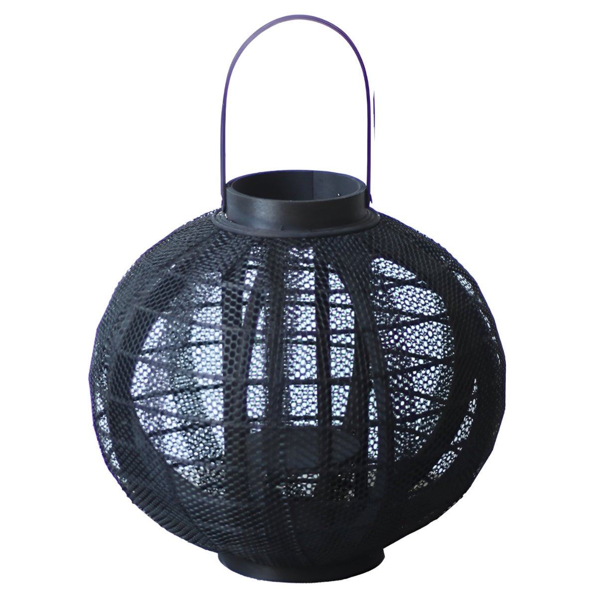 Black Handmade Wood LED Candle Lantern Floor Lamp