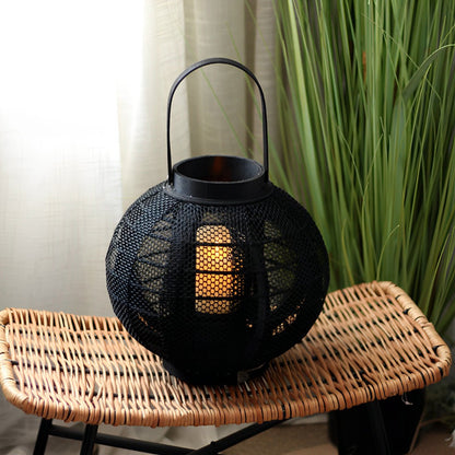 Black Handmade Wood LED Candle Lantern Floor Lamp - Flare Shack