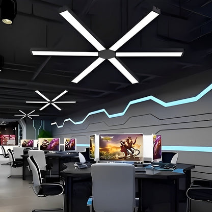 Minimalist Black LED Recessed Office Hanging Linear Light Set