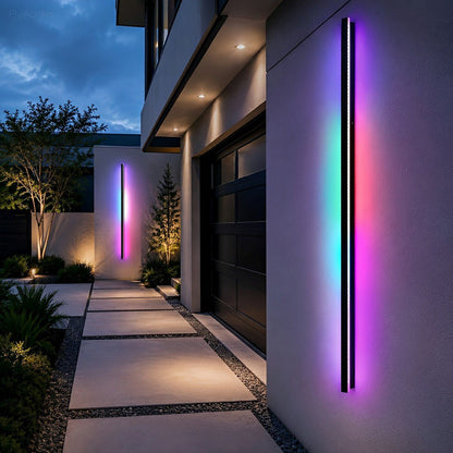 Black Long Strip LED RGB IP65 Waterproof Outdoor Wall Mount Lighting - Flare Shack
