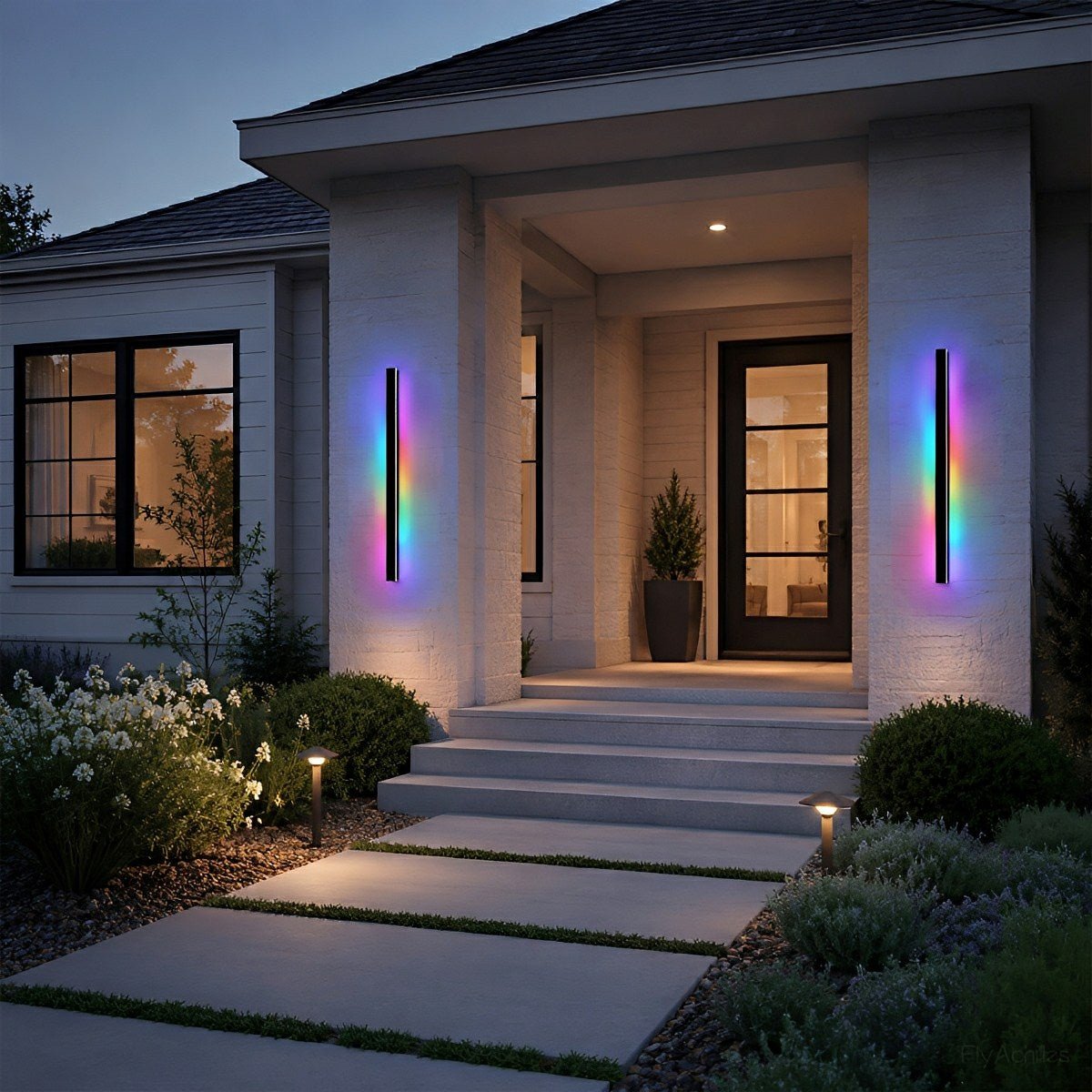 Black Long Strip LED RGB IP65 Waterproof Outdoor Wall Mount Lighting - Flare Shack