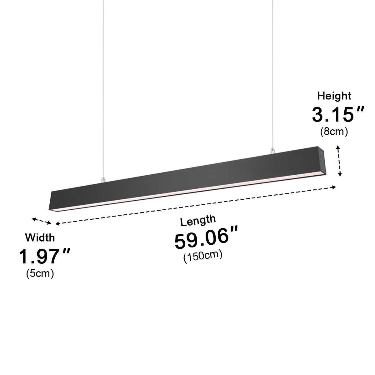 Black Modern Minimalist Linear LED Long Strip Office Ceiling Suspended Pendant Lights
