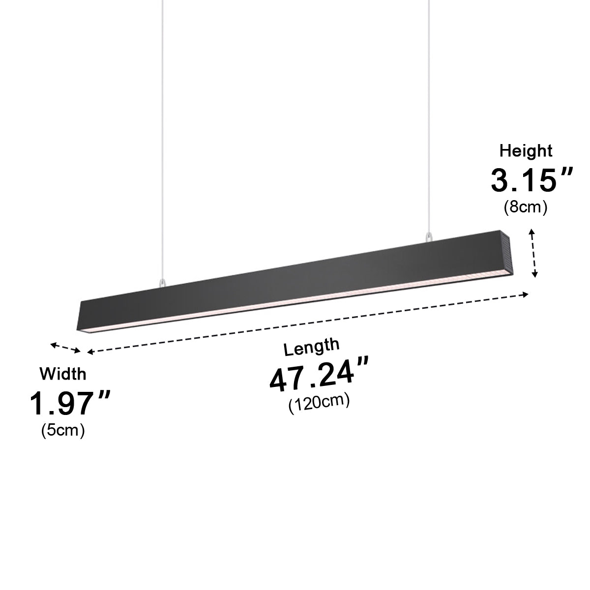 Black Modern Minimalist Linear LED Long Strip Office Ceiling Suspended Pendant Lights