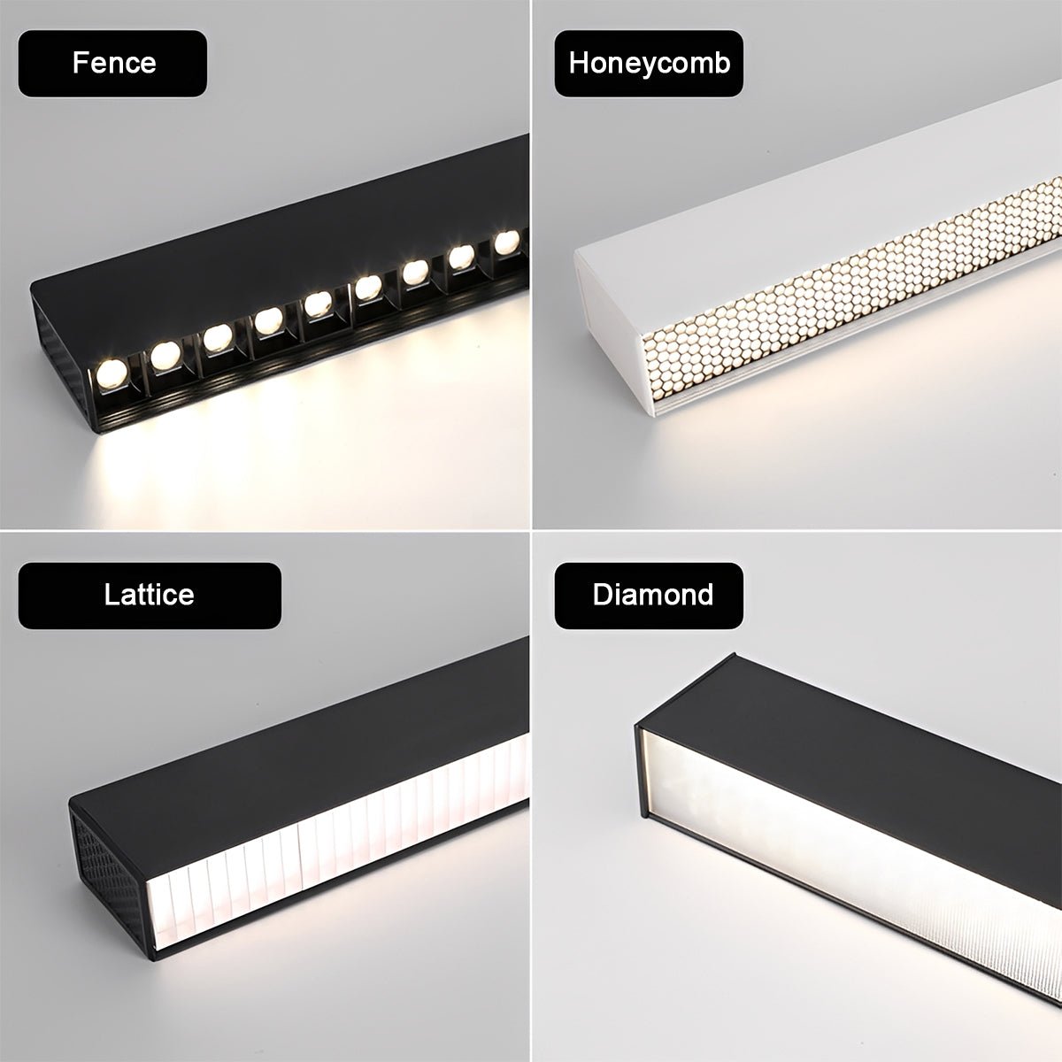 Black Modern Minimalist Linear LED Long Strip Office Ceiling Suspended Pendant Lights