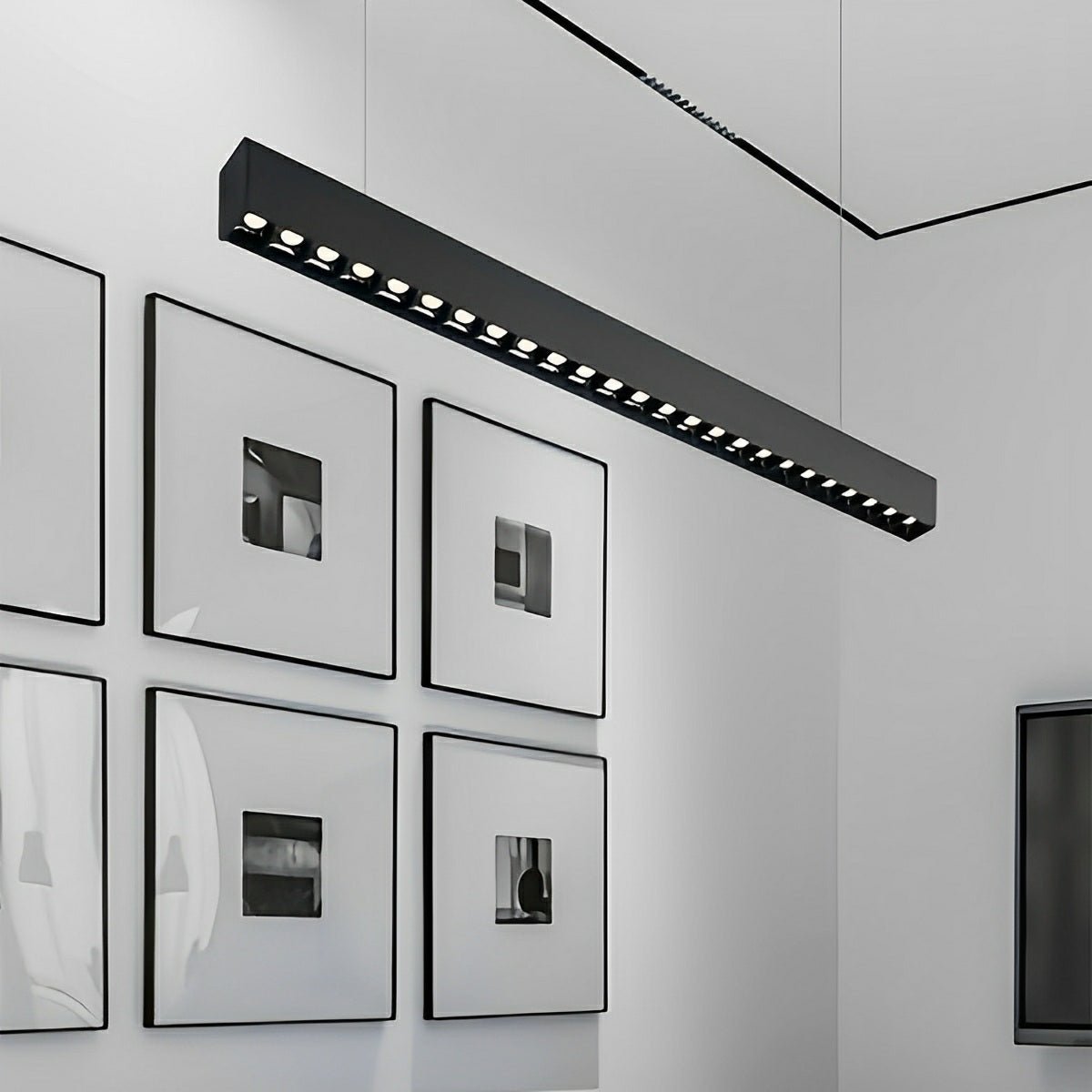 Black Modern Minimalist Linear LED Long Strip Office Ceiling Pendant Lights - Flare Shack