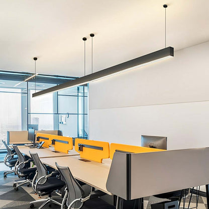 Black Modern Minimalist Linear LED Long Strip Office Ceiling Pendant Lights - Flare Shack