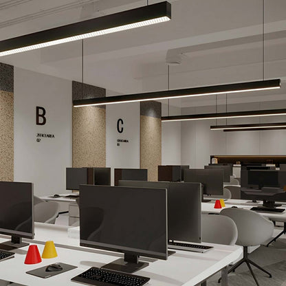 Black Modern Minimalist Linear LED Long Strip Office Ceiling Suspended Pendant Lights