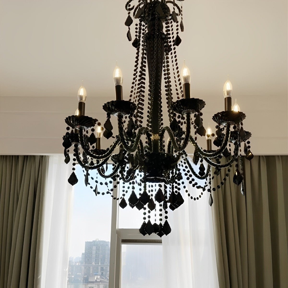 Black Palace Candle Branch Crystal Chandeliers Light - Flare Shack