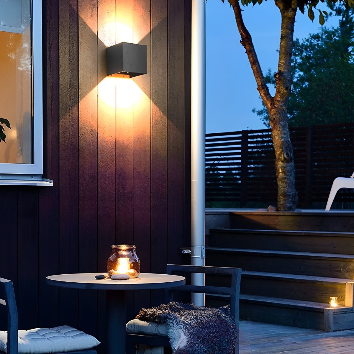 Black Square Up Down LED Lighting Exterior Porch Lights - Flare Shack