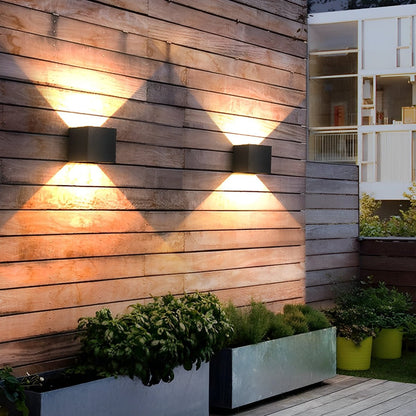Black Waterproof Square Up Down LED Lighting Exterior Porch Lights