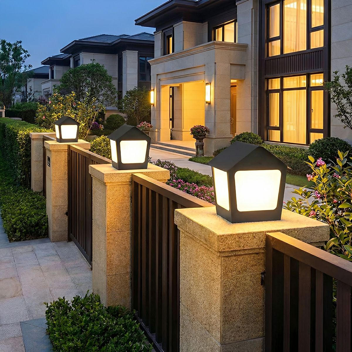 Black Waterproof House Outdoor Post Lights - Flare Shack