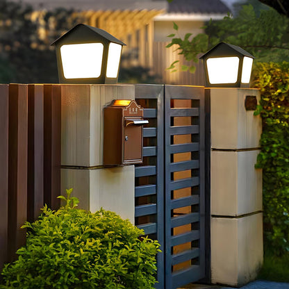 Black Waterproof Solar House Outdoor Post Lights - Flare Shack