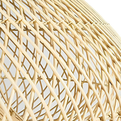 Bowl-shaped Handmade Rattan Pendant Light – Boho Woven Hanging Lamp