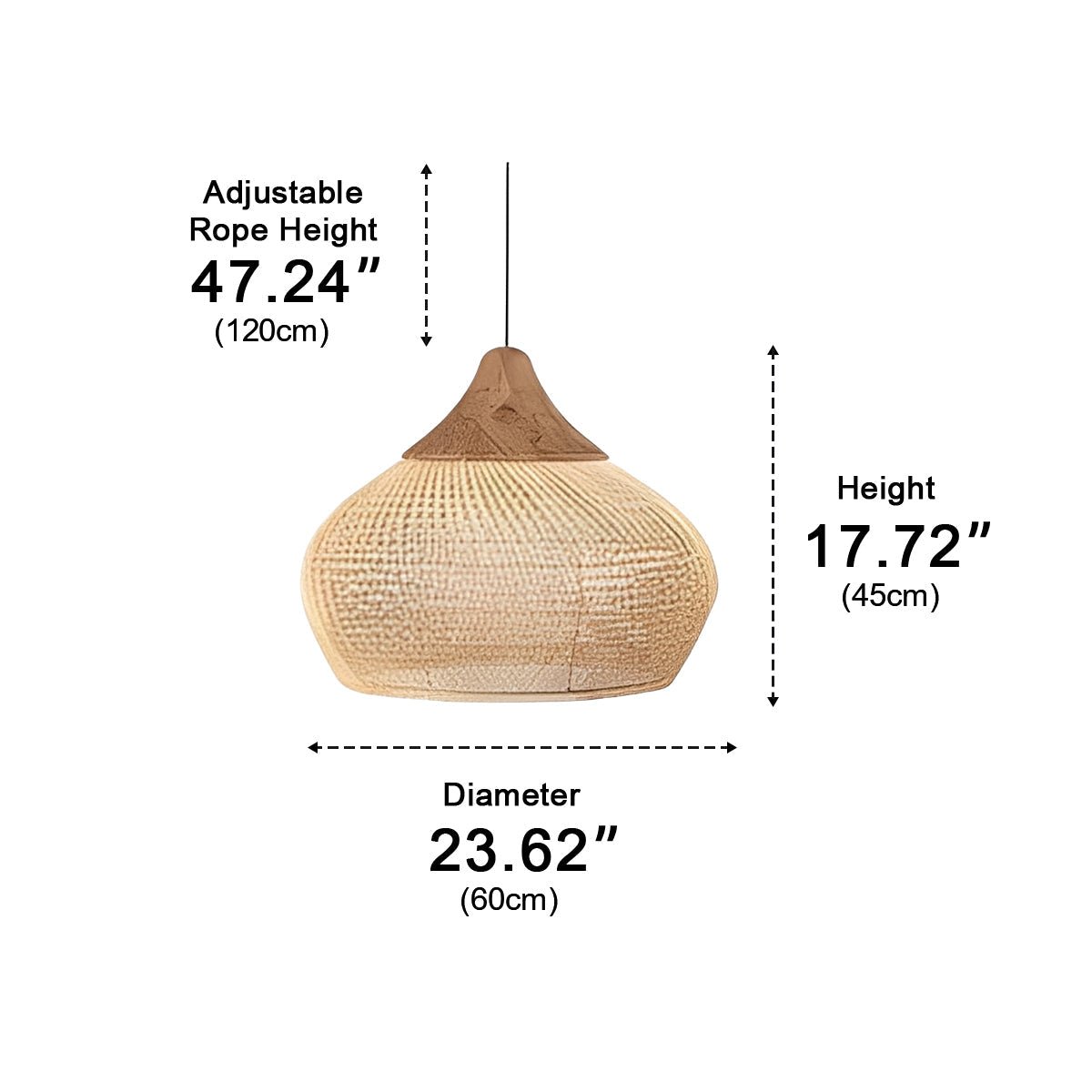 Bowl-shaped Handmade Rattan Pendant Light – Boho Woven Hanging Lamp