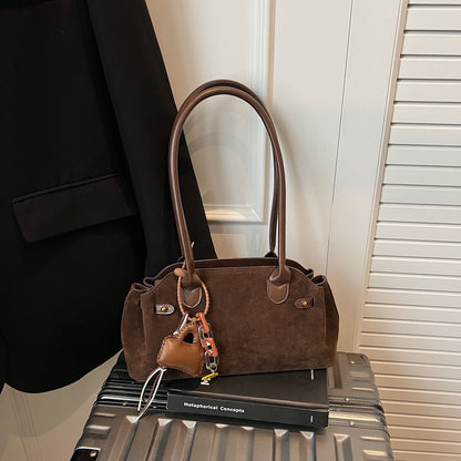 Soft Women's Top-Handle Handbag - Durable, Shell-Shaped, Suede, Everyday Wear, Daily Bag