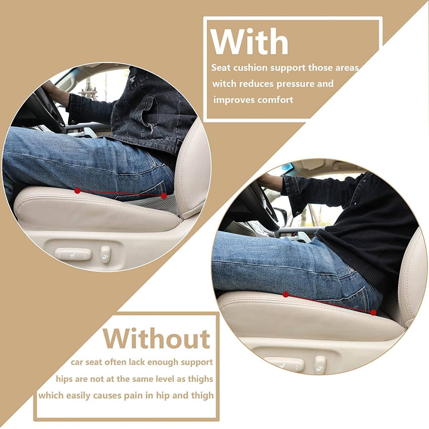Car Seat Cushion Height Boosting Pad For Shorter Drivers