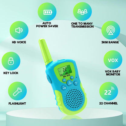 Walkie Talkie Set 3-Pieces - Clear Sound, Long Range, Perfect for Ages 3-12 Adventures