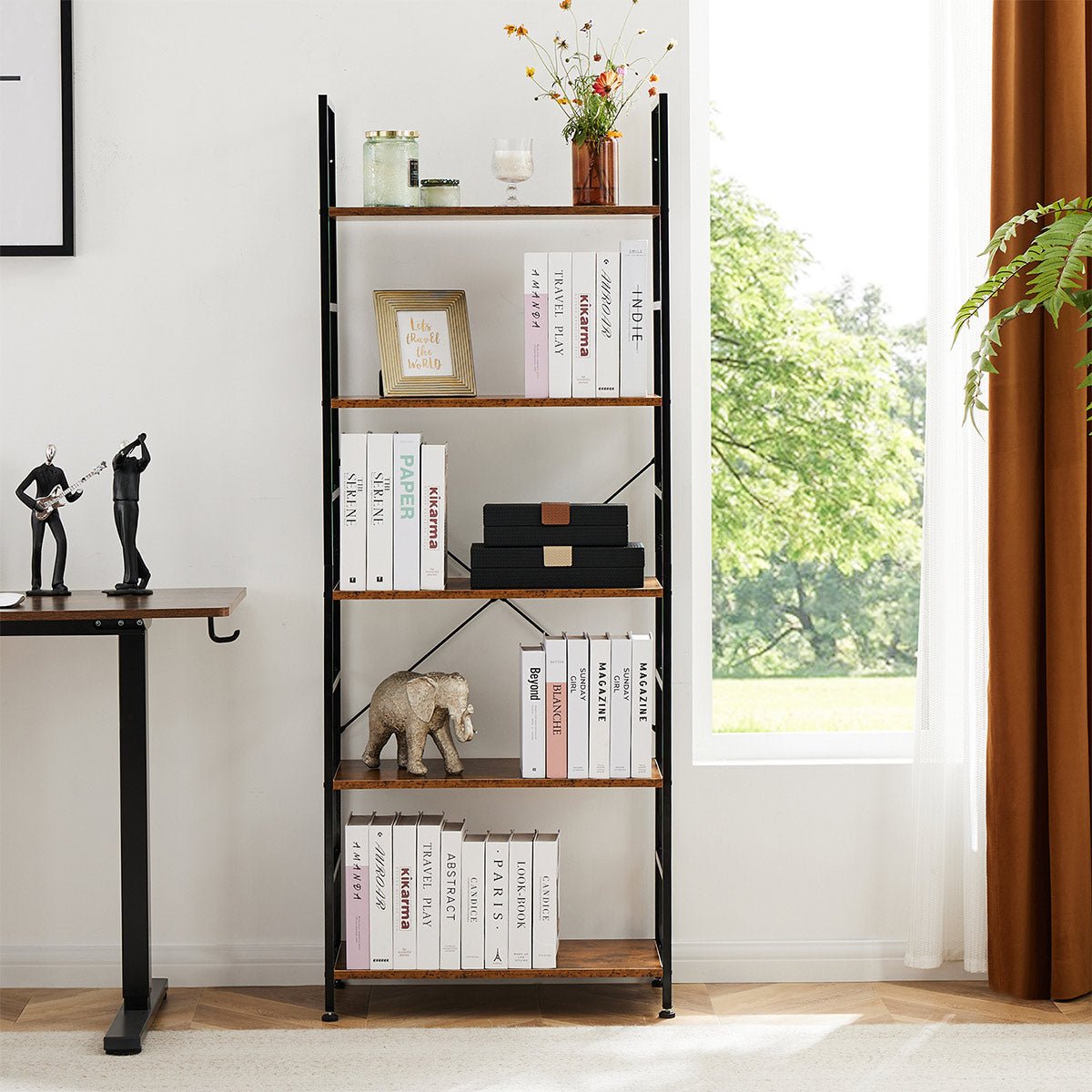 Classic 5 Tiers Bookshelf Storage Rack Shelves Storage Organizer - Flare Shack