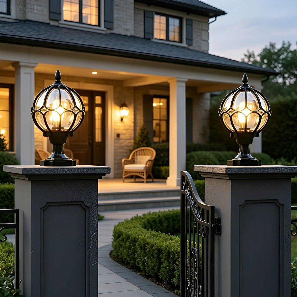 Classic Globe Glass Waterproof LED Outdoor Fence Post Light Pillar Light - Flare Shack