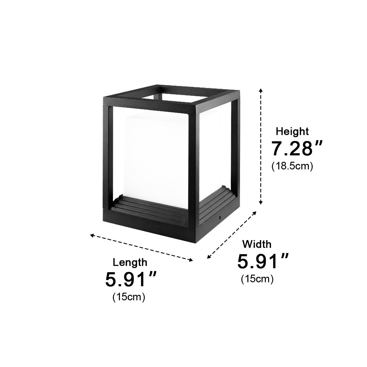 Classic Minimalist Cube Waterproof Fence Outdoor Post Light