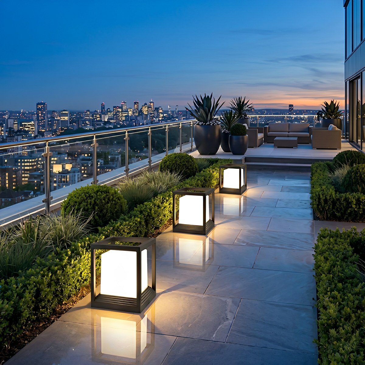 Classic Minimalist Cube Waterproof Fence Outdoor Post Light