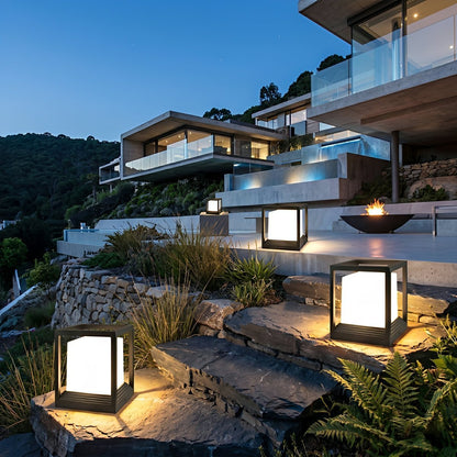 Classic Minimalist Cube Waterproof Fence Outdoor Post Light