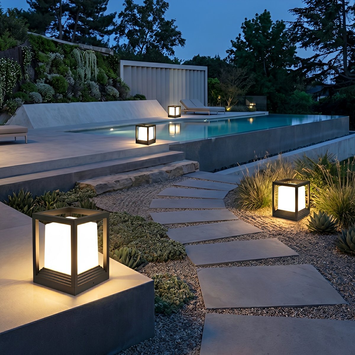 Classic Minimalist Cube Waterproof Fence Outdoor Post Light - Flare Shack