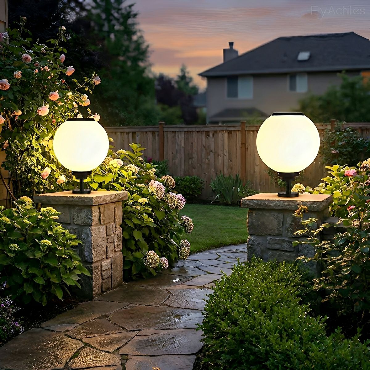Classic Solar Fence Waterproof Globe LED Fence Post Caps Lights - Flare Shack
