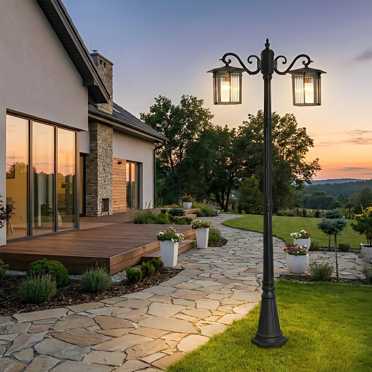 Classic Square Coach Lamps LED Outdoor Pathway Post Lights - Flare Shack
