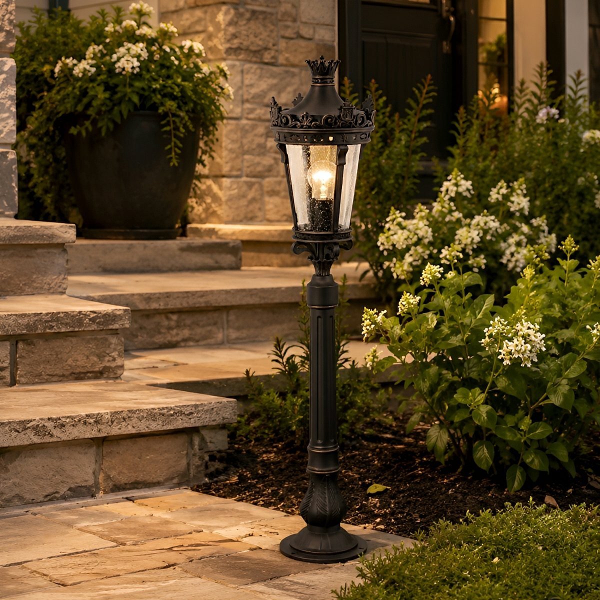 Classic Vintage European Lantern Outdoor Pathway Bollard Light