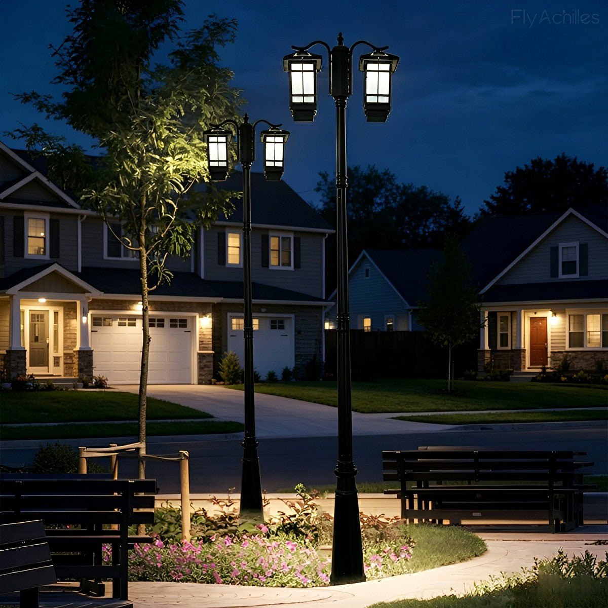 Classic Waterproof Black Outdoor Pole Lights LED Street Lamp