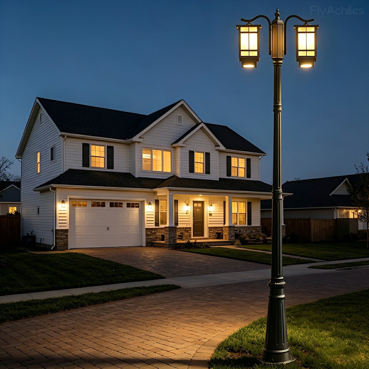 Classic Waterproof Black Outdoor Pole Lights LED Street Lamp