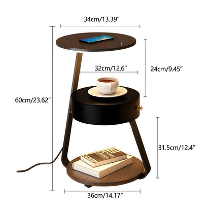 Coffee Table With Floor Lamp Shelf with Lamp Wireless Chargeable Bedside Table