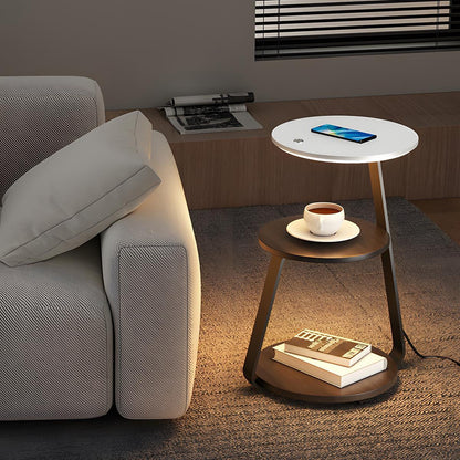 Coffee Table With Floor Lamp Shelf with Lamp Wireless Chargeable Bedside Table