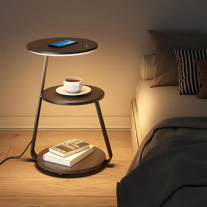Coffee Table With Floor Lamp Shelf with Lamp Wireless Chargeable Bedside Table - Flare Shack
