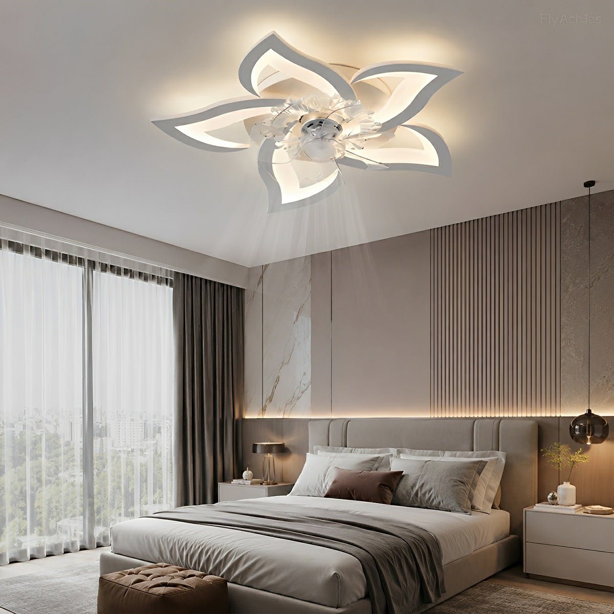 Creative Flower Shaped DC Motor LED Ceiling Fan Lights Chandelier - Flare Shack