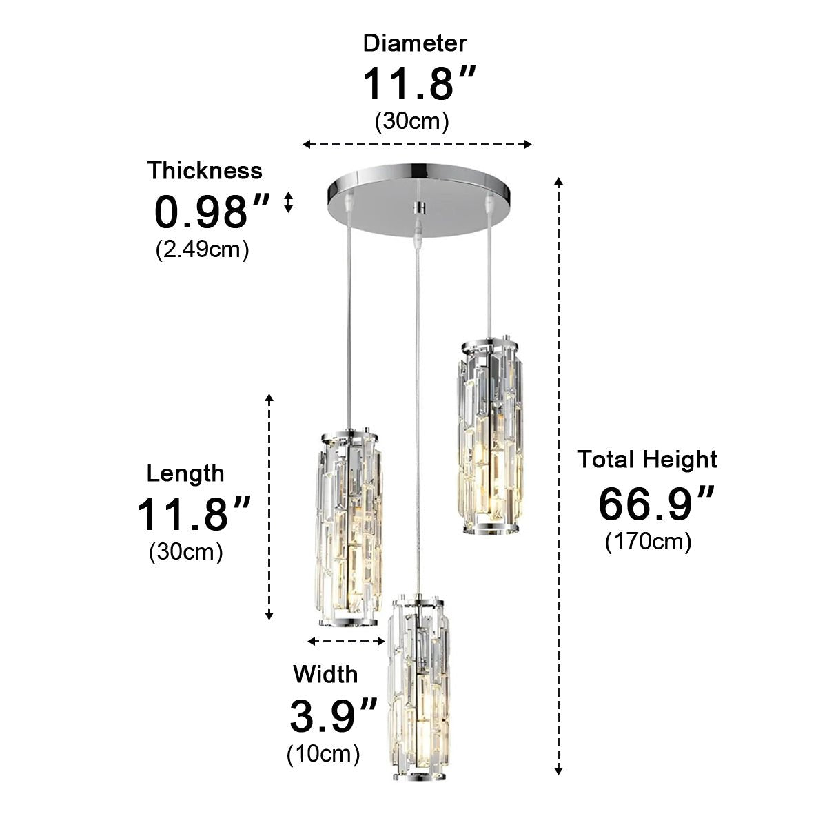 Vintage Industrial Crystal Glass Pendant Light Ceiling Light