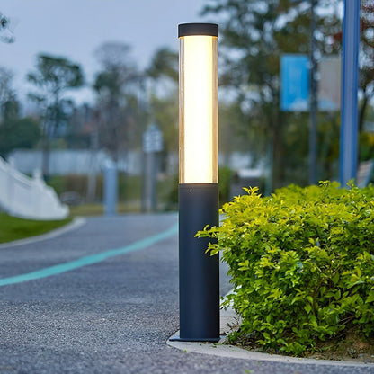 Cylinder LED Black Modern Outdoor Pathway Pole Lights - Flare Shack