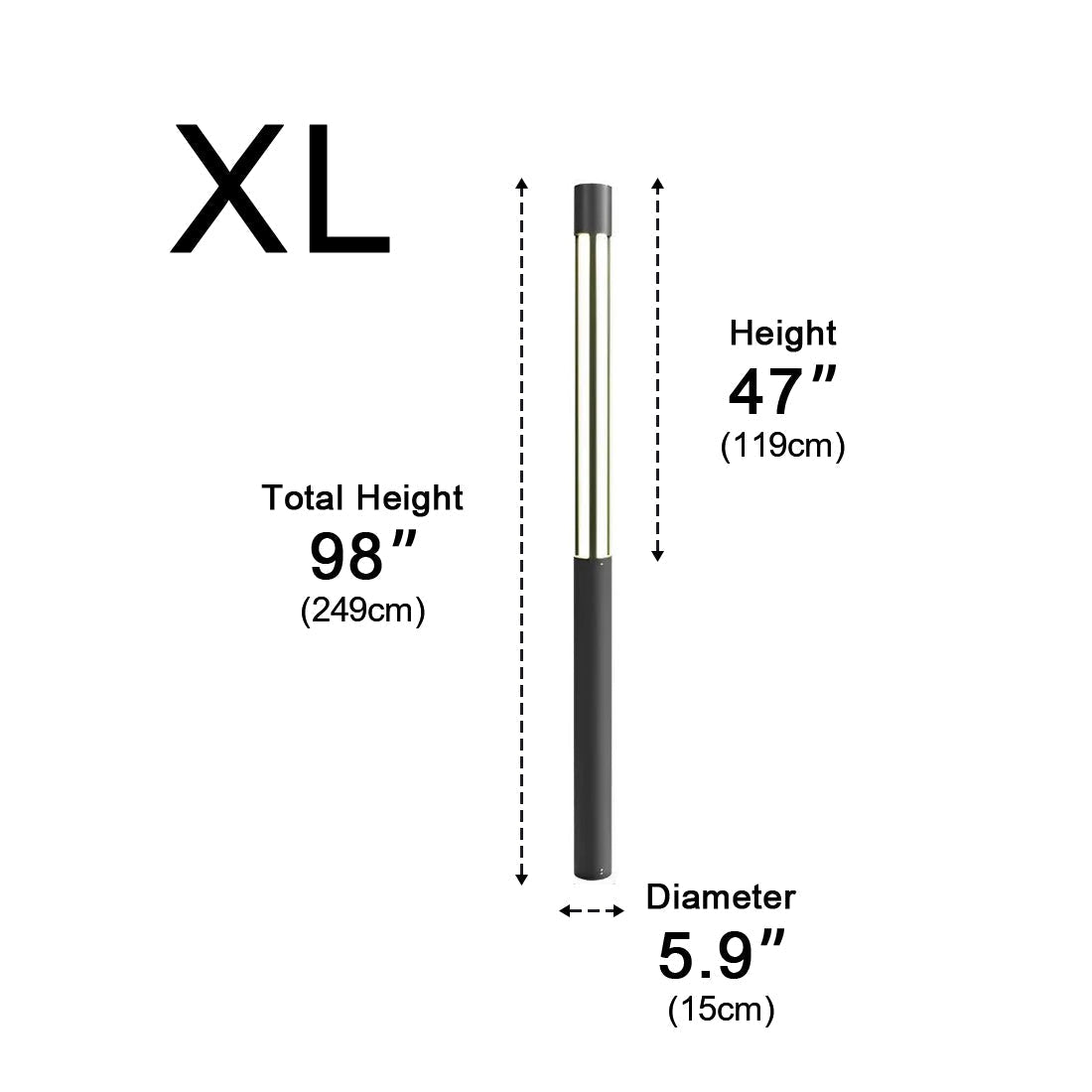 Modern Cylinder LED Black Outdoor Post Lights Pathway Light