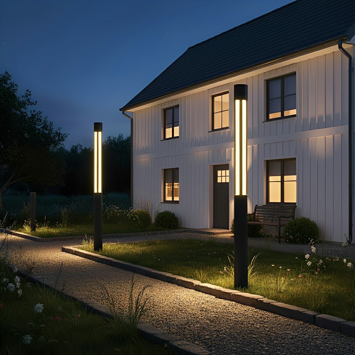 Cylinder LED Black Modern Outdoor Post Lights Street Light - Flare Shack