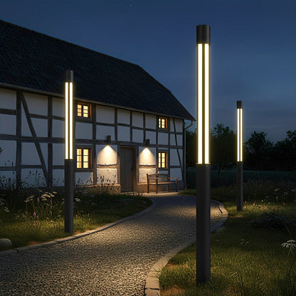 Modern Cylinder LED Black Outdoor Post Lights Pathway Light