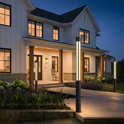 Cylinder LED Black Modern Outdoor Post Lights Street Light - Flare Shack