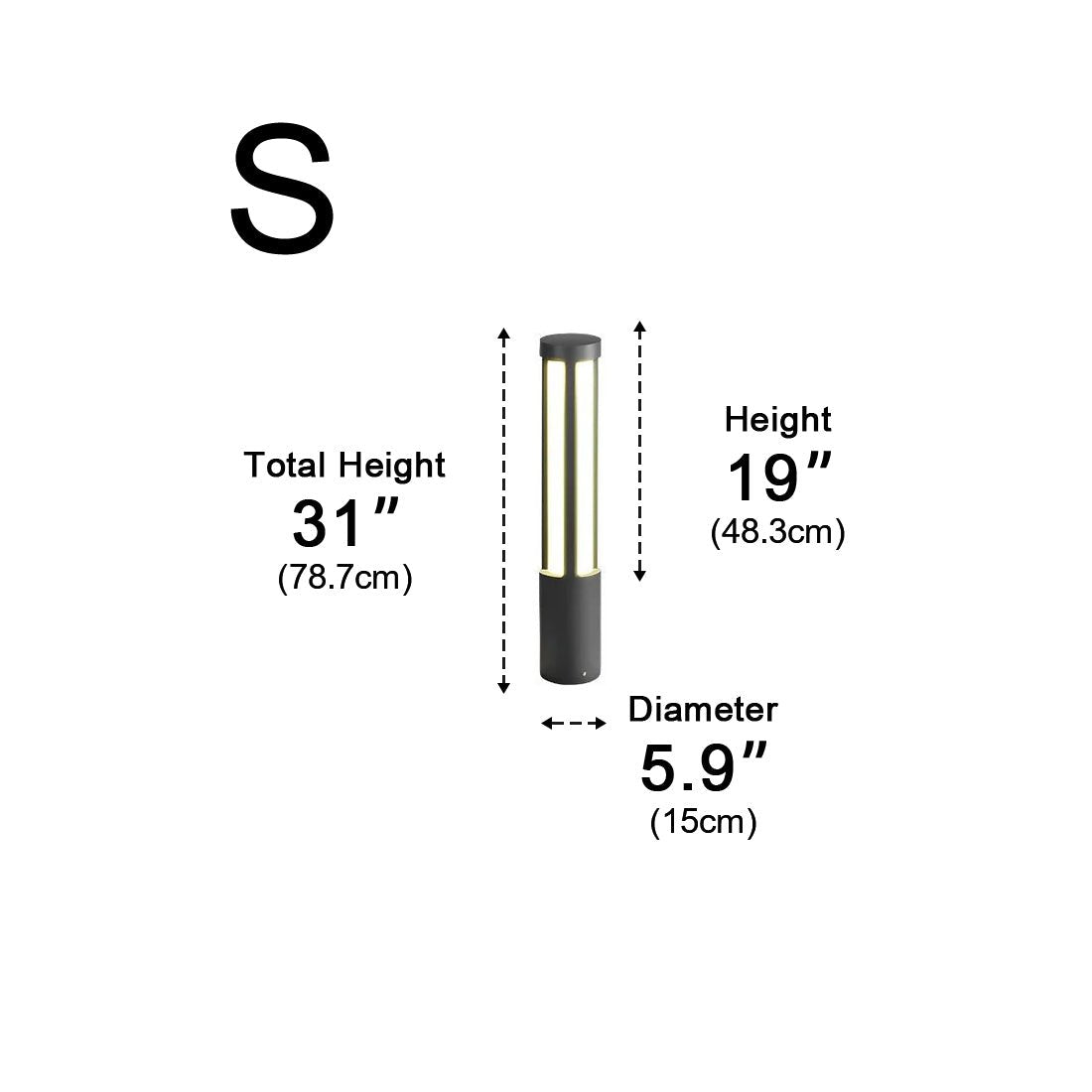 Modern Cylinder LED Black Outdoor Post Lights Pathway Light