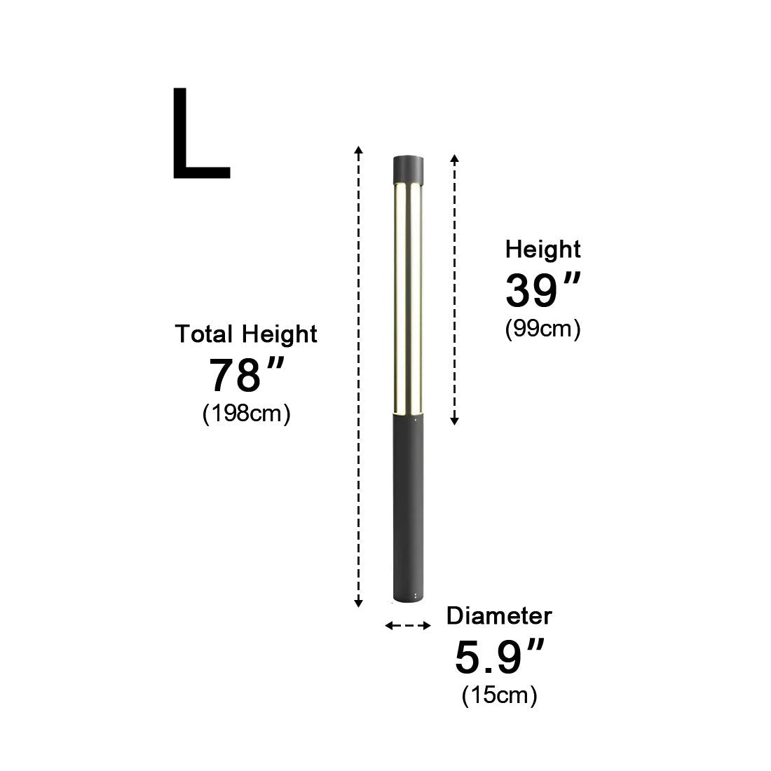 Modern Cylinder LED Black Outdoor Post Lights Pathway Light