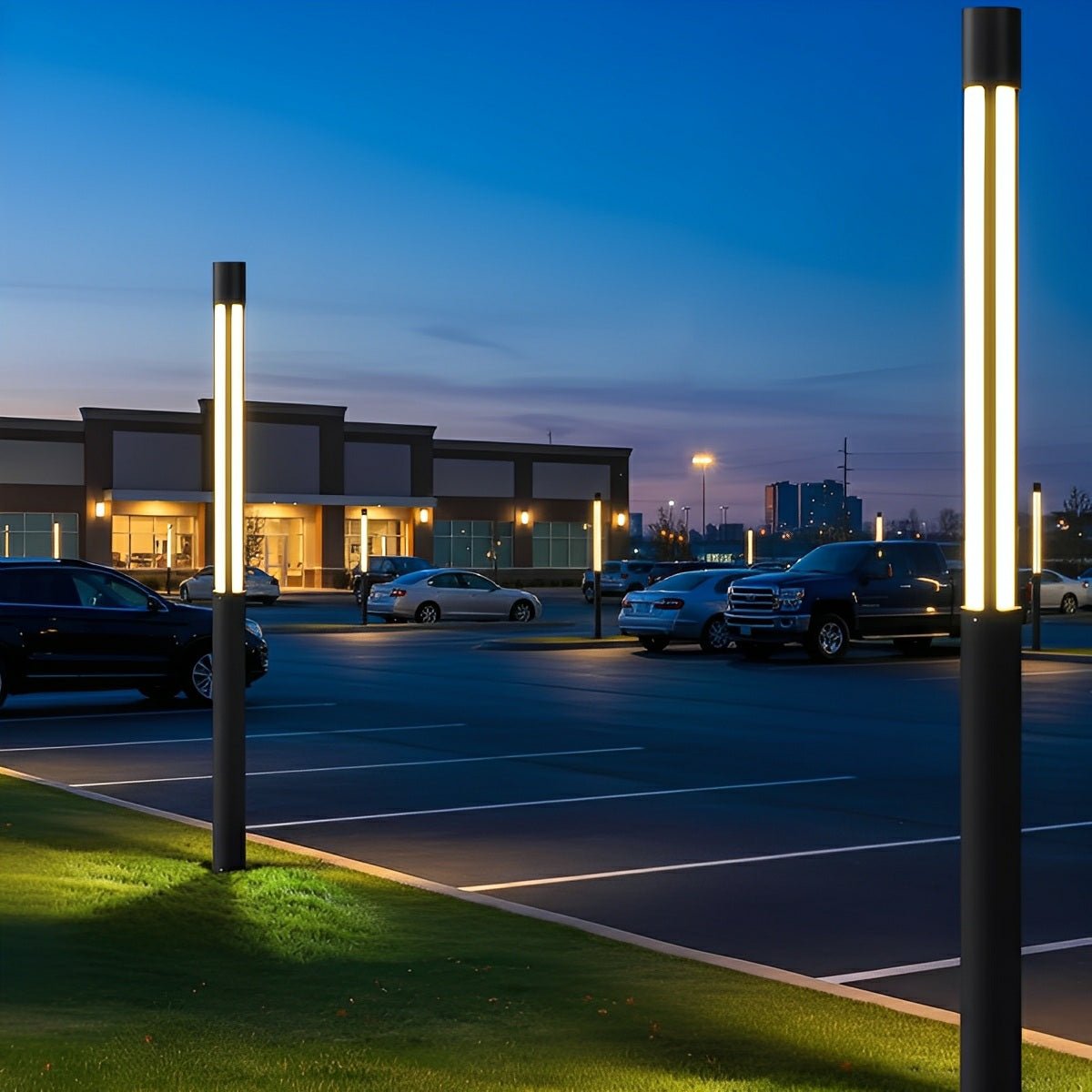 Cylinder LED Black Modern Outdoor Post Lights Street Light - Flare Shack