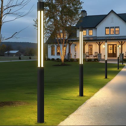 Cylinder LED Black Modern Outdoor Post Lights Street Light - Flare Shack