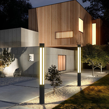 Waterproof LED Black Modern Outdoor Column Light